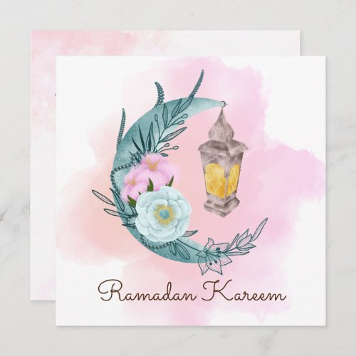 Watercolor Crescent Ramadan Kareem Holiday Card