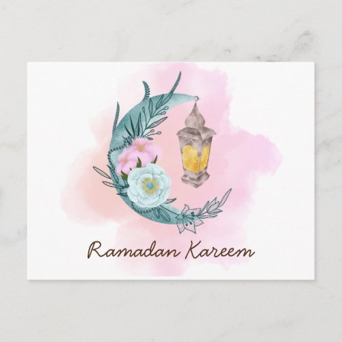 Watercolor Crescent Ramadan Kareem Postcard