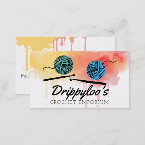 Watercolor crochet hooks yarn business card