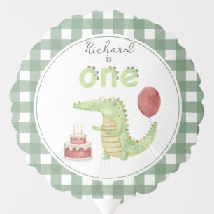 Watercolor Crocodile 1st birthday Balloon