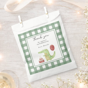 Watercolor Crocodile 1st birthday Thank you Favor Bag