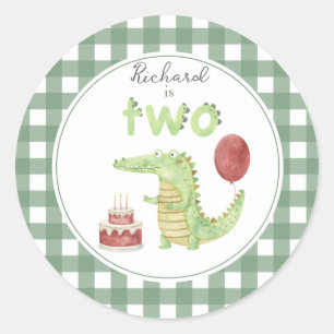 Watercolor Crocodile 2nd birthday Classic Round Sticker