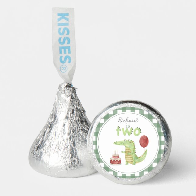 Watercolor Crocodile 2nd birthday Hershey®'s Kisses® (Front)