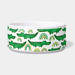 Watercolor Crocodile Alligator Rainbow Bowl