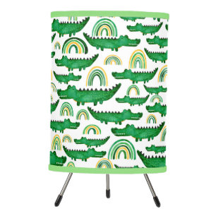 Watercolor Crocodile Alligator Rainbow Kids Tripod Lamp