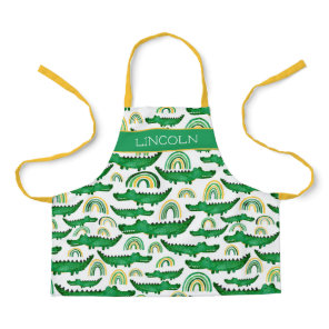 Watercolor Crocodile Alligator Rainbow Personalize Apron