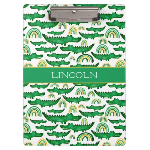 Watercolor Crocodile Alligator Rainbow Personalize Clipboard