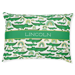 Watercolor Crocodile Alligator Rainbow Personalize Pet Bed