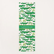 Watercolor Crocodile Alligator Rainbow Personalize Yoga Mat