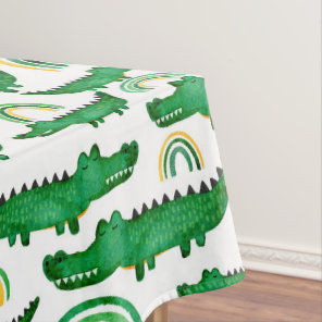Watercolor Crocodile Alligator Rainbow  Tablecloth