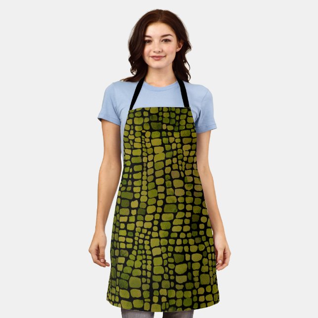 Watercolor Crocodile Print Apron (Worn)