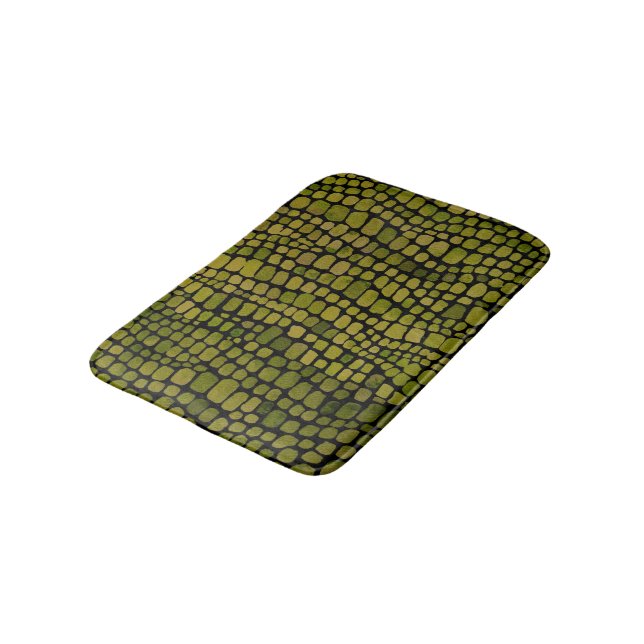 Watercolor Crocodile Print Bath Mat (Angled)