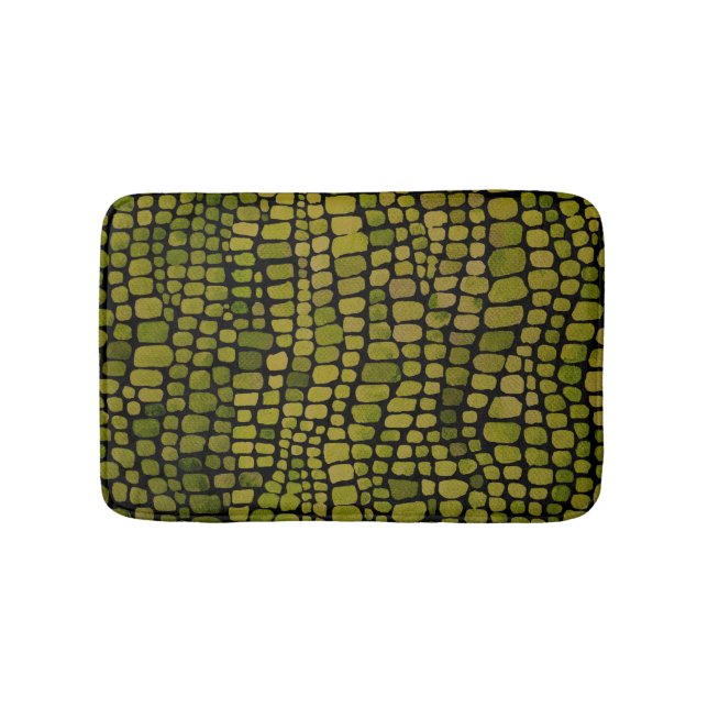 Watercolor Crocodile Print Bath Mat (Front)