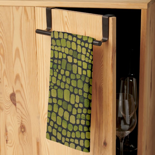 Watercolor Crocodile Print Kitchen Towel (Thirds Fold)