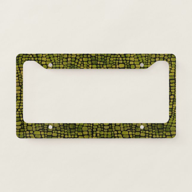 Watercolor Crocodile Print License Plate Frame (Front)
