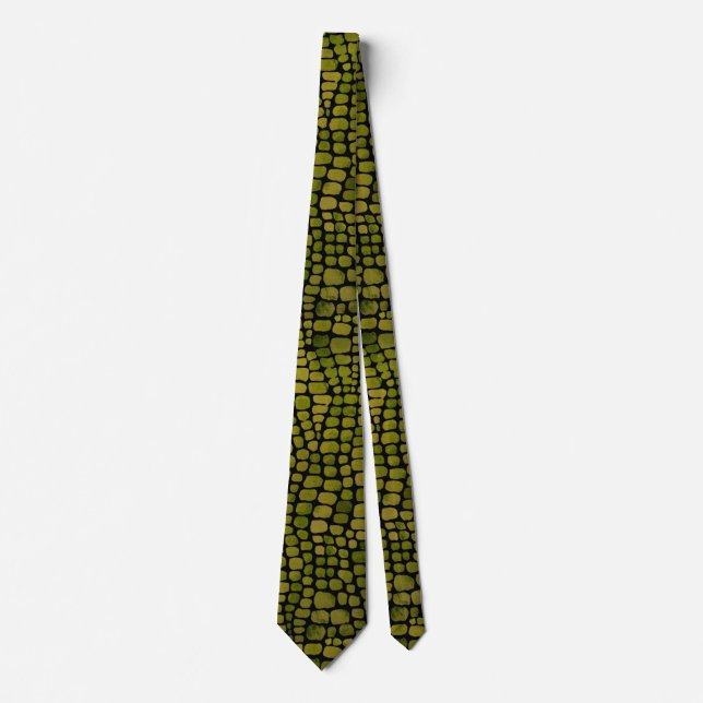 Watercolor Crocodile Print Neck Tie (Front)
