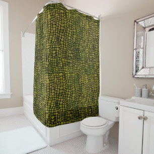 Watercolor Crocodile Print Shower Curtain