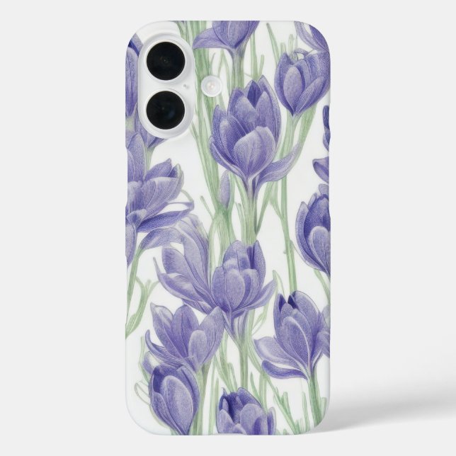 Watercolor Crocus Flowers Phone Case (Back)