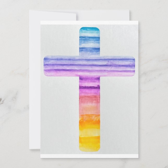 Watercolor Cross / Baptism Card/ Christian Card (Front)