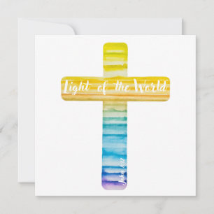 Watercolor Cross Baptism Invitations Religious