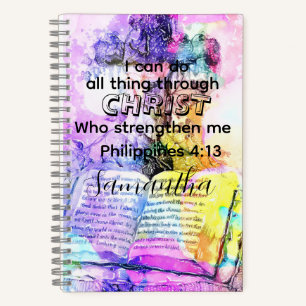 Watercolor cross bible verse Christian Notebook