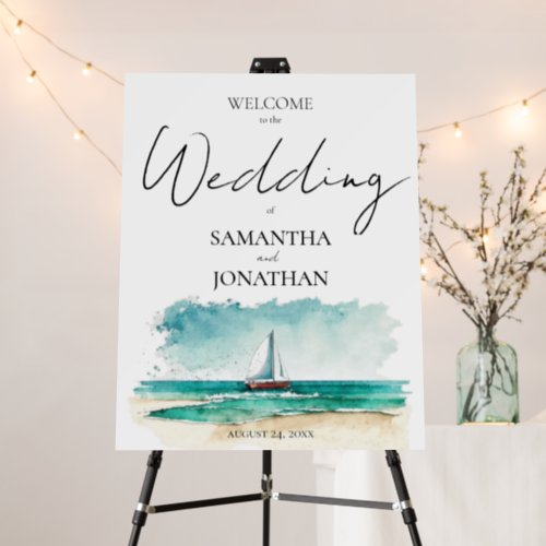 Watercolor cruise wedding modern simple foam board