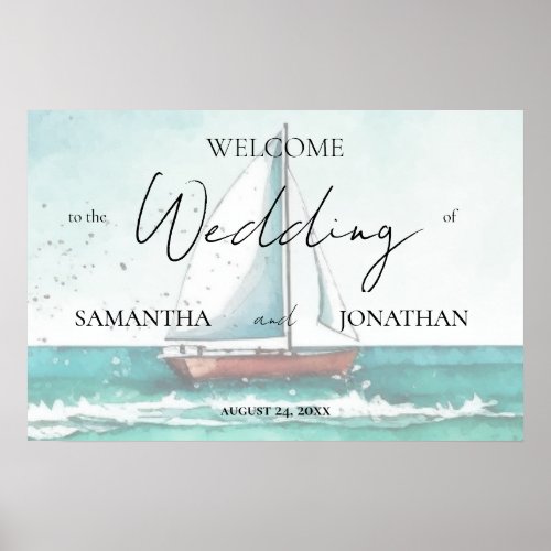 Watercolor cruise wedding modern simple poster