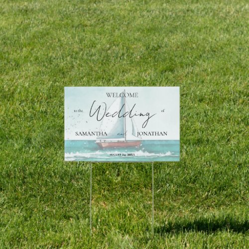 Watercolor cruise wedding modern simple sign