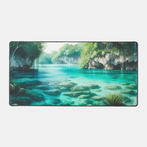 Watercolor Crystal_clear cenotes Desk Mat