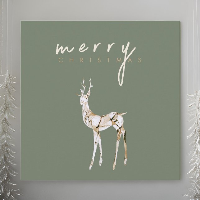 Watercolor Crystal Reindeer Merry Christmas Holiday Card (Creator Uploaded)