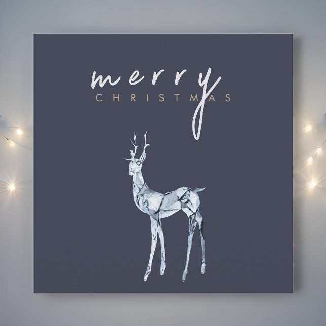 Watercolor Crystal Reindeer Merry Christmas  Holiday Card (Creator Uploaded)