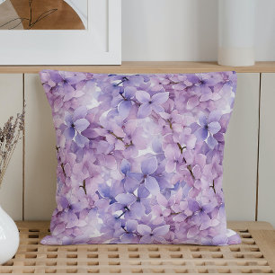 Watercolor Crystalized Lilacs Throw Pillow