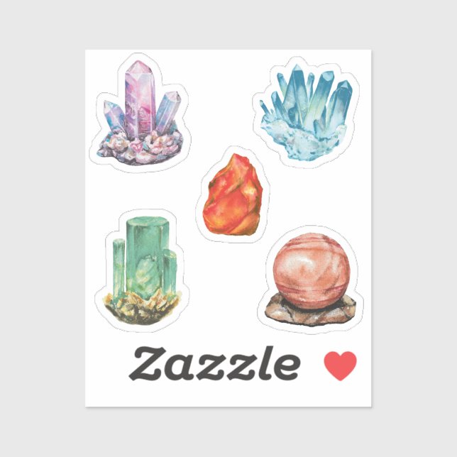 Watercolor Crystals Custom-Cut Vinyl Sticker (Sheet)