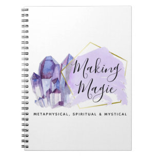Watercolor Crystals & Gold Geometric Minimalist Notebook