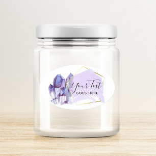 Watercolor Crystals & Gold Geometric Minimalist Oval Sticker