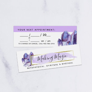 Watercolor Crystals & Gold Minimalist Appointment Mini Business Card
