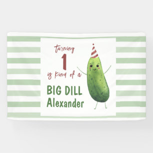 Watercolor Cucumber Big Dill Birthday Party Banner