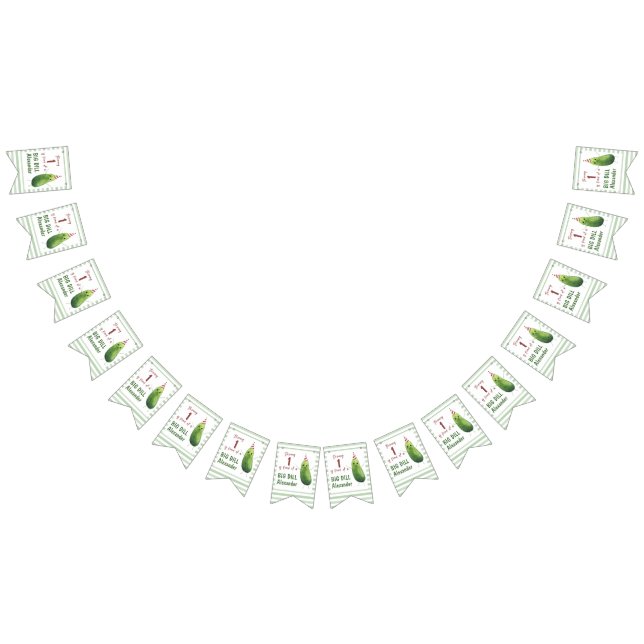 Watercolor Cucumber Big Dill Birthday Party Bunting Flags (All)