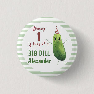 Watercolor Cucumber Big Dill Birthday Party Button