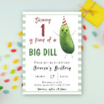 Watercolor Cucumber Big Dill First Birthday  Invitation<br><div class="desc">"Is kind of a Big Dill". Birthday Party. Invite guests to a birthday party in style with our cucumber birthday party invitations. Watercolor cucumber big dill with birthday hat.</div>