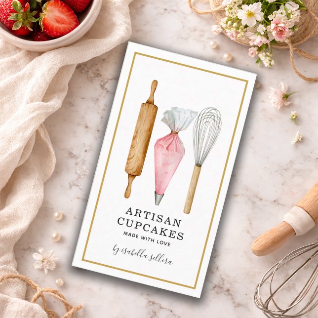 Watercolor Cupcake Bakery  Business Card (Creator Uploaded)