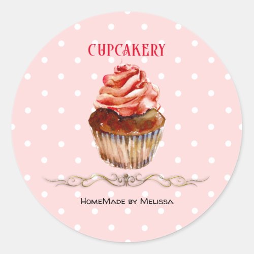 Watercolor Cupcake Bakery Product Sticker