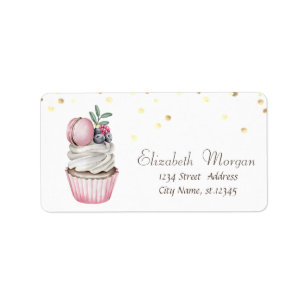 Watercolor Cupcake Macaron Confetti   Label