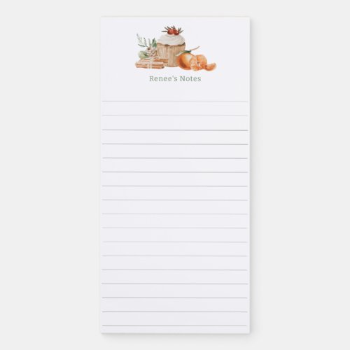 Watercolor Cupcake  Oranges Personalized Magnetic Notepad