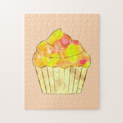 Watercolor Cupcake Painting  Jigsaw Puzzle