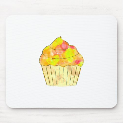 Watercolor Cupcake Painting Mouse Pad