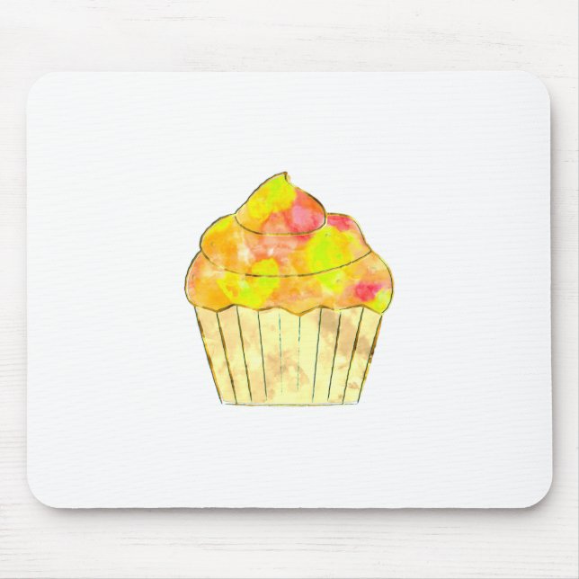 Watercolor Cupcake Painting Mouse Pad (Front)