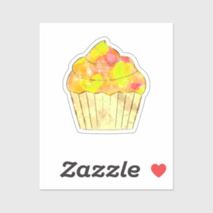 Watercolor Cupcake Painting Sticker
