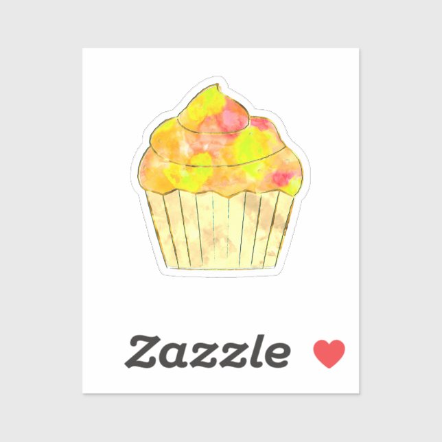 Watercolor Cupcake Painting Sticker (Sheet)
