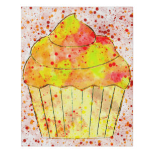 Watercolor Cupcake Painting With Sprinkles Faux Canvas Print